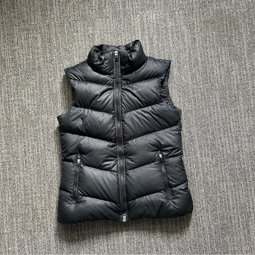 Nike Black Quilted Puffer Vest with High Collar